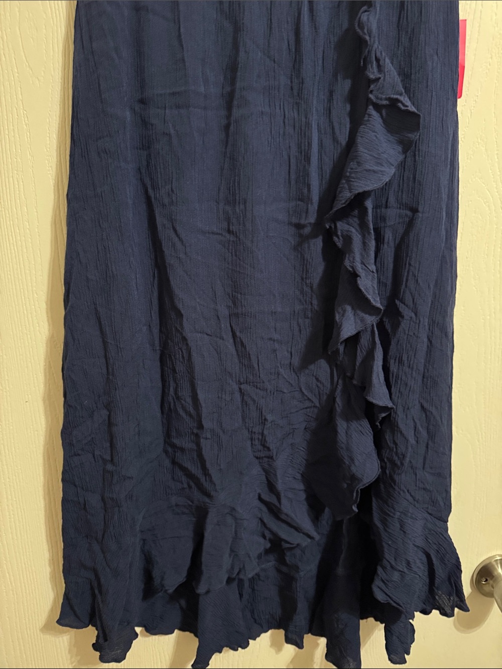 Amy Byer Ruffle Front Maxi Skirt Girls Large 14 NWT Navy Blue Braided Tan Belt - Picture 4 of 8